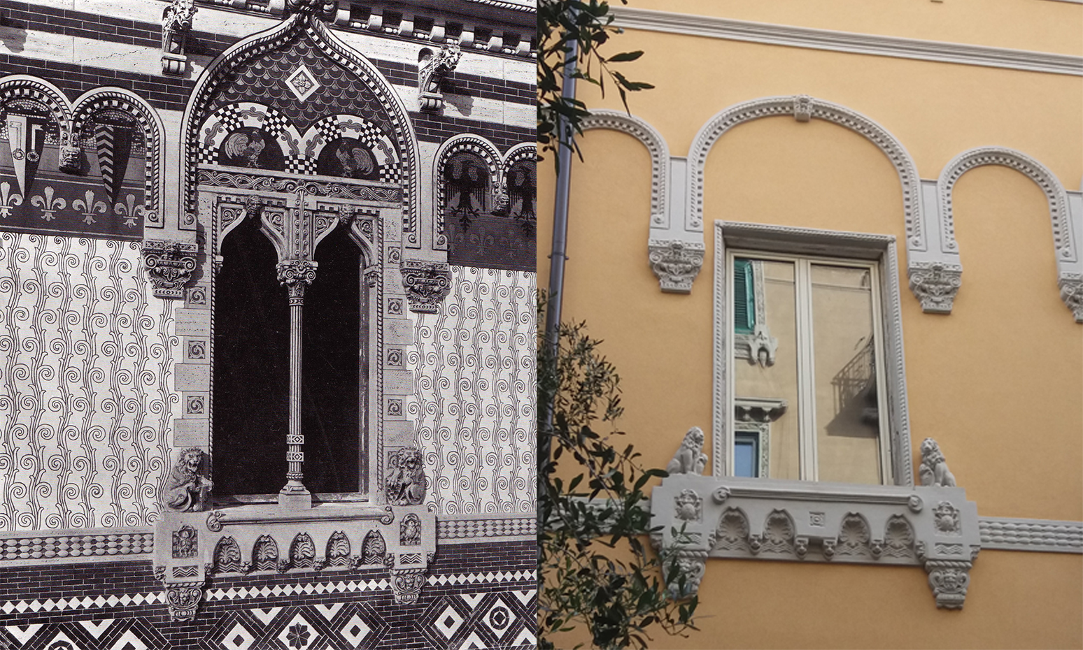 11- la cornice e la decorazione originale e quella attuale dopo il recente restauro